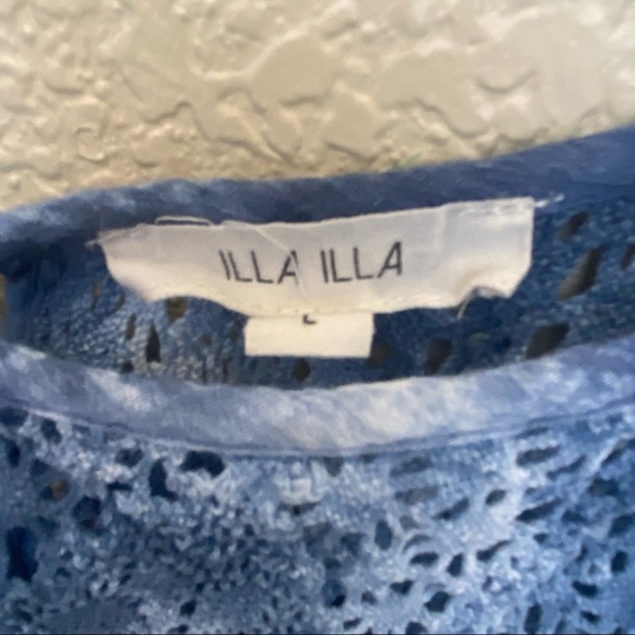 Illa Illa tie dye super crop top crochet lace tie back blue and white large - Picture 3 of 4